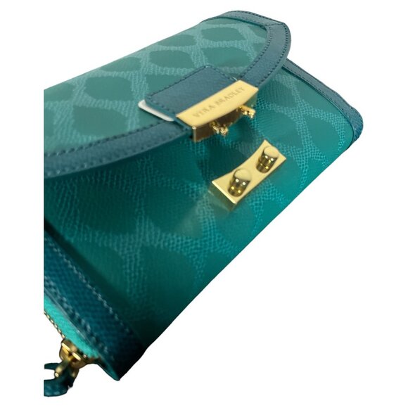 VERA BRADLEY Ultimate Wristlet, Ikat Diamonds Teal, Genuine Leather - Picture 3 of 6